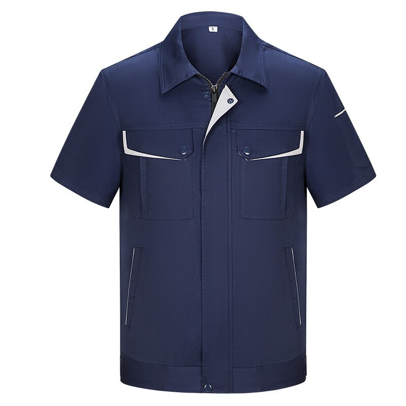 沪特斯工作服套装定制工厂车间工人劳保服短袖厂服汽修物业薄款夏季工服定制logo 藏蓝红兜(801) 160